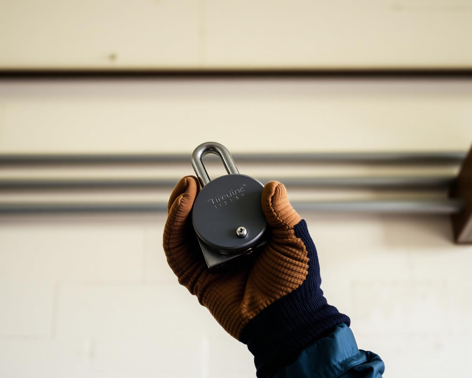 Utility worker holding a barrel lock